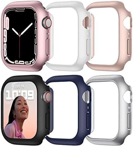 התואם לתואם ל- Apple Watch 7 Case 41 ממ, מסגרת כיסוי מגן מחשב קשה מחשב תואם לאביזרים של Iwatch Series