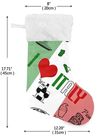 Pimilagu אני אוהב איטליה גרבי חג המולד 1 חבילה 17.7 , תלויים גרביים לקישוט חג המולד