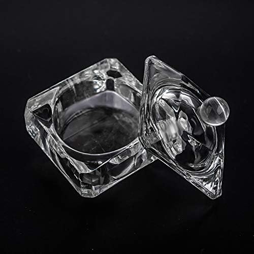 2 יחידות נייל אמנות זכוכית אקריליק מנומר צלחת נוזל אבקת קריסטל כוס כלי זכוכית כלים עם מכסה ד