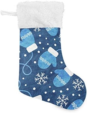גרבי חג המולד של Alaza וינטג 'חורף כפפות כחולות פתיתי שלג קלאסיות קלאסיות קישוטי גרב גדולים לעיצוב עונת