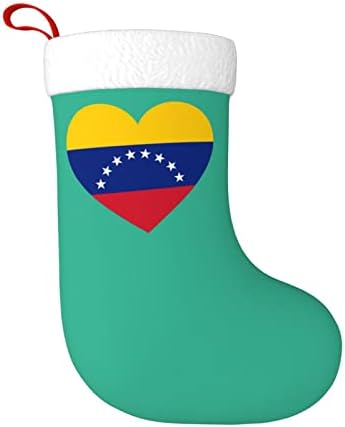 Cutedwarf Love Venezuela Flag Stocking Stocking חג המולד קישוט קלאסי קלאסי 18 אינץ