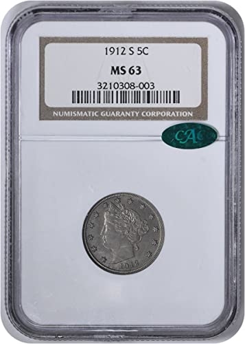 1912 S Liberty Nickel, CAC מאומת NGC MS63