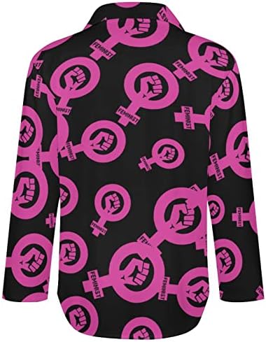להילחם על חולצת נשים פמיניסטית כפתור שרוול ארוך על חולצה חולצה מזדמנת