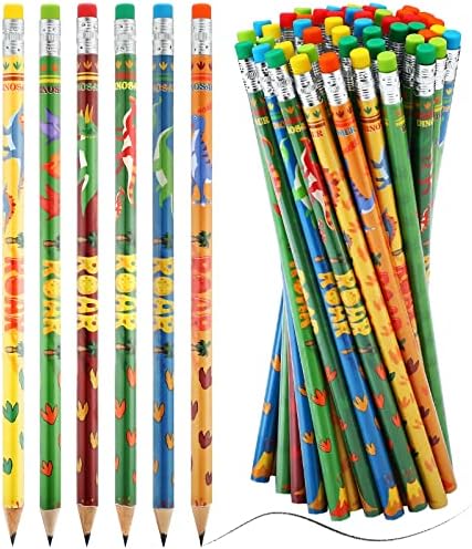 Spiareal 60 PCS עפרונות דינוזאור שונים בעפרונות דינו מגוונים עם מחקים עפרונות דינוזאור רב -צבעוניים