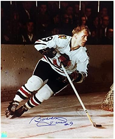 בובי הול חתמה על שיקגו בלקוהוקס 16 x 20 צילום - 79098 - תמונות NHL עם חתימה