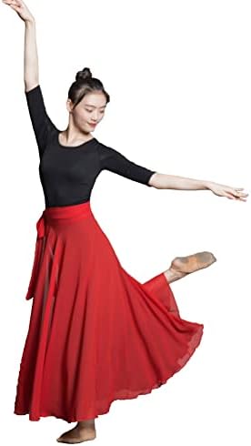 רויאל סמלה נשים חצאית ריקוד לירית חצאית עטיפת בלט ארוכה חצאית זורמת מקסי לבלרינה חצאית ריקוד עכשווית