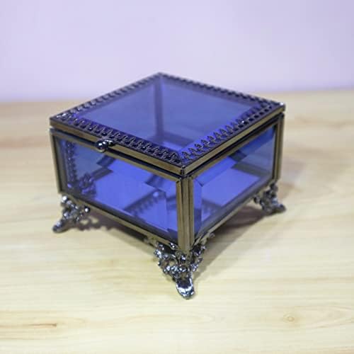קופסת תכשיטים לזכוכית נג'מצ'וי לשרשראות שרשראות צמידים אביזרים מארגן דקורטיבי אחסון מזכרת כחול