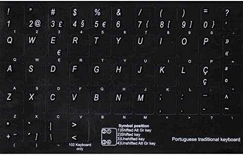 מדבקות מקלדת מסורתיות פורטוגזיות עם רקע שחור לא שקוף למחשבים ניידים מחשב שולחן עבודה