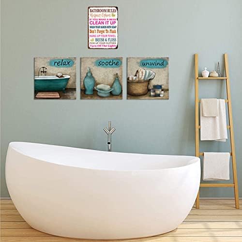 אמבטיה כללי בציר מתכת סימן השראה ציטוטי קיר אמנות אסלת קישוט לאמבטיה דקור 8 * 12 סנטימטרים