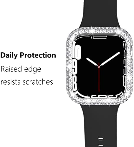 2 מארזים מקרים של Bling Diamond Diamond Crysond התואמים ל- Apple Watch 7 45 ממ, כיסוי מגן אנטי-סקרטני