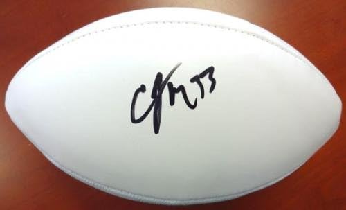 כריסטין מייקל חתימה לוגו לבן כדורגל סיאטל סיהוקס MCS Holo Stock 81971 - כדורגל חתימה