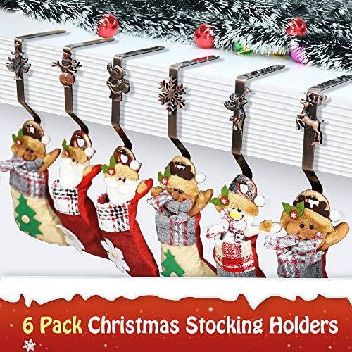 מחזיקי גרב לחג המולד למעטפת, 6 מחזיקי גרב שאינם החלקה, קולב גרביים לקישוט מסיבות חג המולד. קפה）