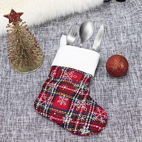 SETPOSE 9 '' של 8 מיני קישוט גרב לחג המולד נצנצים משובץ נצנצים מחזיקי שקית מתנה להדפסת ממתקים לילדים,
