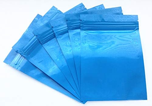 כחול 3. 5 על 5 שקית נייר כסף מבריק רוכסן סגור דחף חותם חום + כרטיסייה דמעה עמיד ריח הוכחה חבילה אחסון
