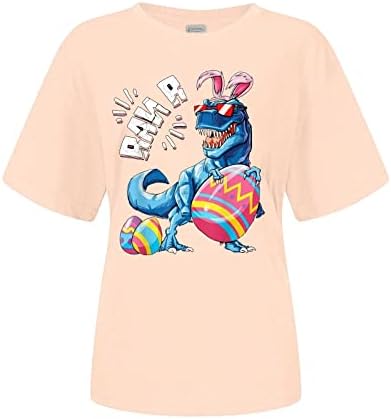 חולצות פסחא שמחות לנשים דינוזאור וחולצת טריקו גרפית ביצה פסחא