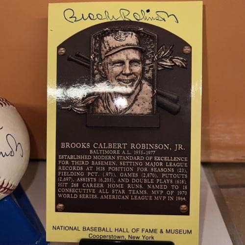 הרבה 2 ברוקס רובינסון חתימה על חתימה של OML בייסבול JSA + כרטיס פלאק HOF חתום - כדורי בייסבול עם חתימה