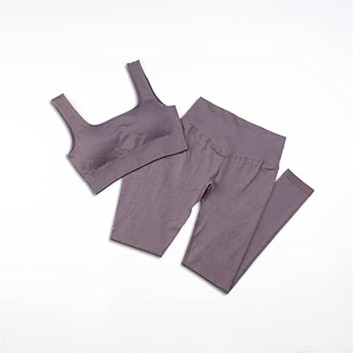 Mmyydds חלקים חלקה חותלות יוגה כושר מכנסי ספורט חליפות נשים כושר צמרות ספורט טייץ 'טייץ' מערכות מכנסיים