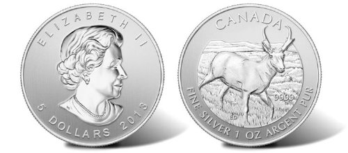 2013 סדרת חיות הבר של CA CANDIAN אנטילופה מטבע כסף 1 אונקיה מנטה של ​​דולר כסף מנטה