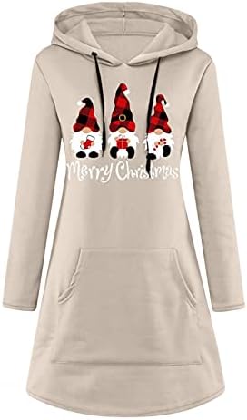 איקה נשים סווטשירט שמלות חג המולד ארוך שרוול הסווטשרט שמלת חג המולד סלעית סוודר קצר מיני שמלה ארוך טוניקת