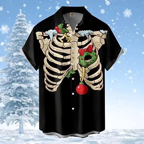 XXBR לחג המולד כפתור למטה חולצות שרוול קצר מצחיק חג המולד סנטה קלאוס הוואי חולצה מסיבת גרפיקה חולצות