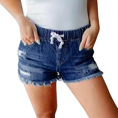 מכנסיים קצרים ג'ינס נשים 5 אינץ 'אינץ' תסמיך נמתח שולי ברמודה קצרים
