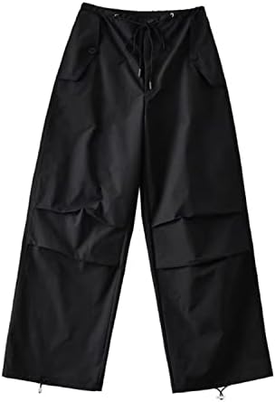 Chezmax מכנסי מטען רחבים לנשים בקיץ מכנסי רגל רחבים נושמים מכנסי רגל קלים משקל y2k מכנסיים משנת 2000
