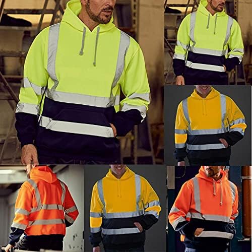 קפוצ'ונים בטיחותיים לגברים XXBR, עבודות כביש נראות גבוהה סוודר שרוול ארוך סווטשירט סווטשירט צמרות קפוצ'ון