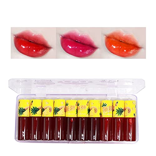 ברור גלוס עבור בנות 8-12 סט של 10 שפתיים זיגוג פירות שפתיים זיגוג יצירתי לשימוש יומיומי קטיפה נוזל שפתון