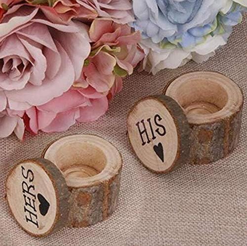 SuoiRblss סט של 2 קופסאות נישואין קופסאות עץ מודפסות טבעת כפרי טבעת טבעת נישואין לתיבת טבעת יום השנה