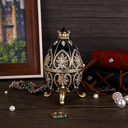 קופסת תכשיטים בסגנון Elldoo Faberge בסגנון תכשיטים, קופסת תכשיטים אמייל ייחודית קופסת מתכת דקורטיבית