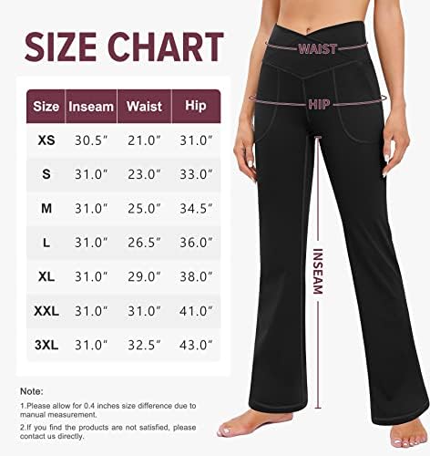 יוגה קרוסאובר חותלות מתלקות במותניים גבוהות מכנסי יוגה עם כיסים לכיסים לנשים בקרת בטן אימון מכנסי Bootleg
