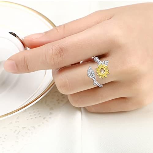 2023 טבעת מתנה חדשה צלצול קצות אור שמש טבעת טבעת מסתובבת חמניות הטבעות שלי טבעות הפיכות לנשים