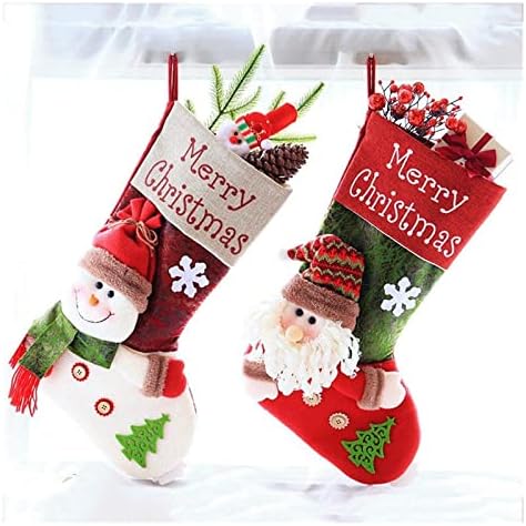 גרבי גרביים לגרבי חג המולד, גרבי חג המולד עם שקיות מתנה דפוס שלג של איש זקן, קישוטים תלויים, תליונים
