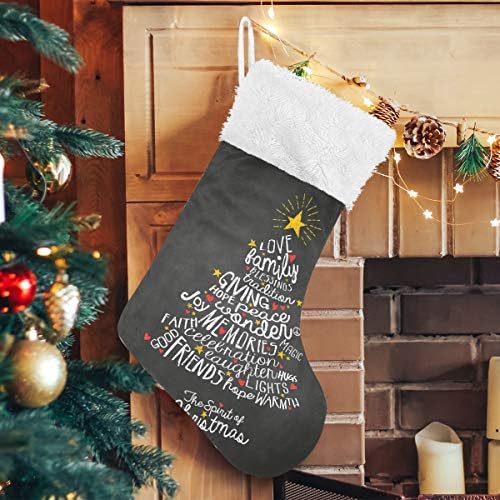 Pimilagu מעורר השראה מילים בכתב יד עץ חג המולד גרבי חג המולד 1 חבילה 17.7 , גרביים תלויים לקישוט חג