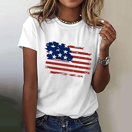 מיאשוי מהיר יבש טי נשים אמריקה דגל הדפסת צוואר קצר שרוול חולצה חולצות טיז חולצה ארוך שרוולים חולצה
