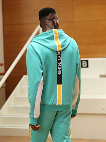 ג 'אקול גברים של רופף בכושר מעורב צבע צד-פס אופנה ספורט מכנסי טרנינג ריצה מסלול מכנסיים