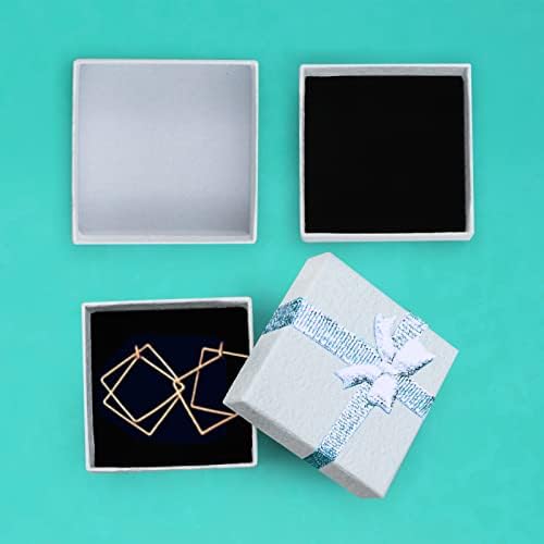 PRALB 18 חבילה לבנה קרטון לבן עגיל קופסאות טבעות קופסאות שרשרת קופסאות תכשיטים קופסאות מתנה כותנה מארז