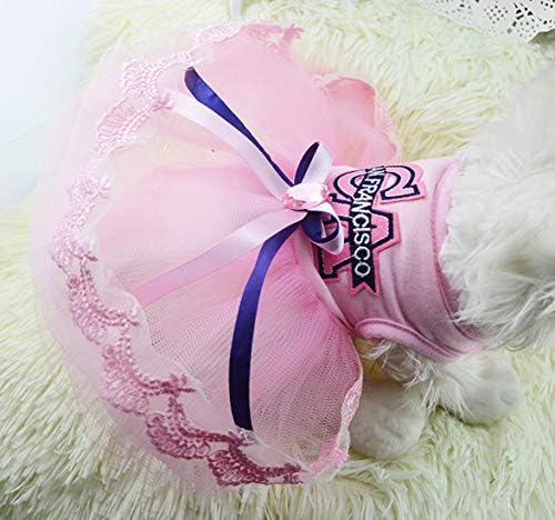 כלבים שמלת חיות מחמד בגדי כותנה רשת חצאית חצאית חתול קשת קשר חולצת טריקו שמלת נסיכה גורים חיות מחמד