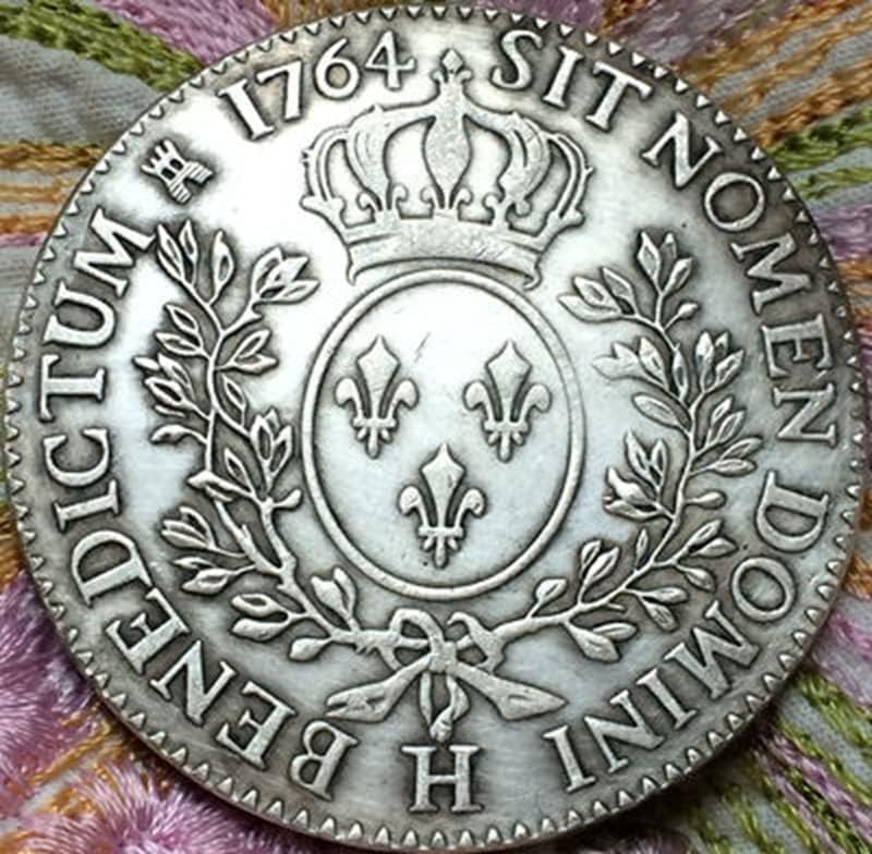 1764 מטבעות צרפתים נחושת טהורה מכסף מצופה מכסף עתיק כסף מטבעות מלאות מלאכה יכולות לנשוף