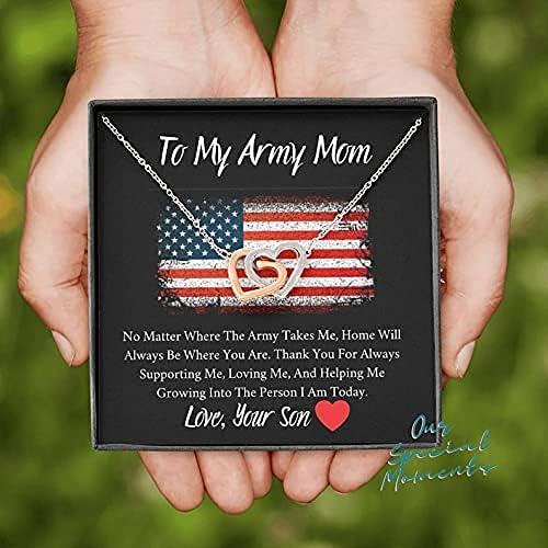 למתנת אמא של הצבא שלי, מתנה לאמא צבאית, שרשרת לבבות משתלבת, שרשרת אמא של הצבא, מתנה אמא ​​צבאית, מתנה