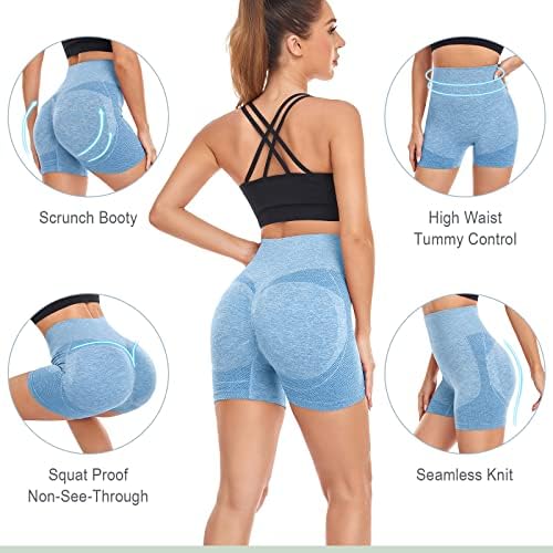 SICOOOZOE לנשים 3 חלקים ברמת מכנסיים קצרים במותניים במותניים לבקרת בטן יוגה קצרים
