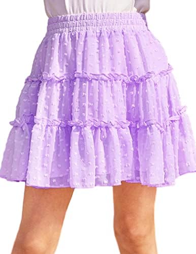 חצאית לפרוע של ארשינר ילדה מותניים אלסטיים אונליין זורם חמוד שוויצרי דוט שכבות מיני מתרחבים קפלים חצאיות