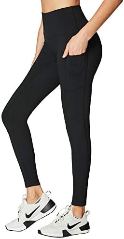 מכנסי יוגה בעלי מותניים גבוהים של Tyagain, חותלות יוגה עם כיסים מכנסי אימון בקרת בטן מכנסיים מפעילים
