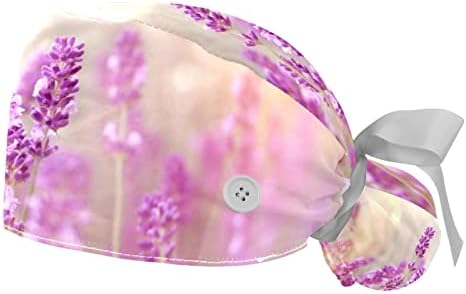 Yidax 2 חתיכות כובע עבודה של דפוס פרח בוהו עם כפתורים ועניבת סרט לשיער ארוך