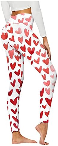 חותלות ליום האהבה לנשים מותניים גבוהות המותניים הרמת מכנסי יוגה לב מודפסים אימון רך אימון ספורט טייץ