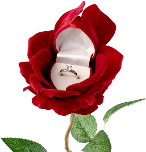 נובל רוז טבעת תיבת עם אור-פרח הוביל אירוסין טבעת תיבת עבור הצעת טבעת או אירועים מיוחדים