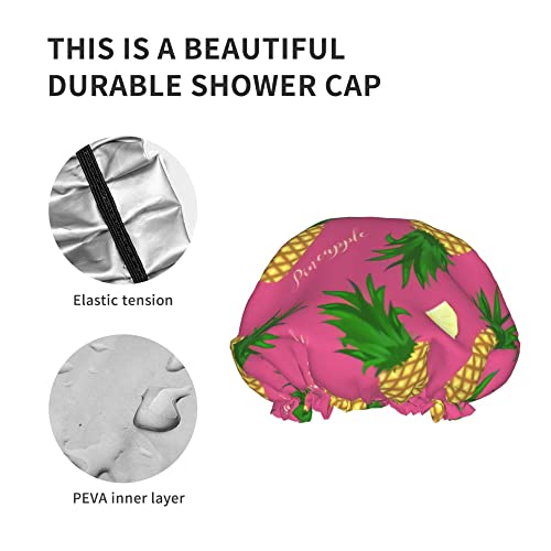 כובע מקלחת קיץ כובעי אמבט אננס טרופי כובע שיער אטום למים שכבה כפולה שכבה כפולה קלה כובעי מקלחת לנשים