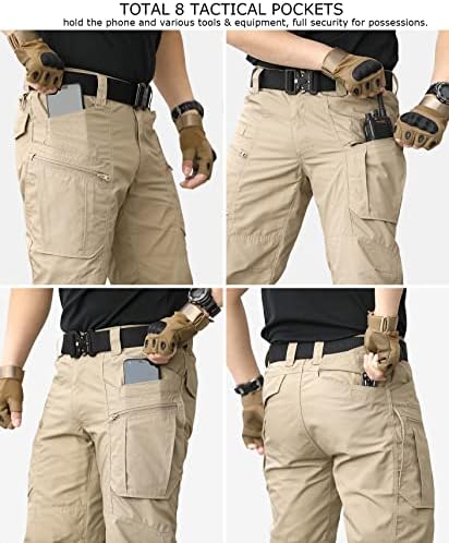 מכנסיים טקטיים קלים של גברים קלים משקל קלים מכנסי מטען צבאיים מכנסי טיול חיצוניים עמידים במים מכנסי