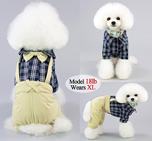 בגדים לחיות מחמד כלב חולצות קלאסי משובץ פסים כולל סרבל, עדין גור חתונה יום הולדת מערבי סרבל תינוקות