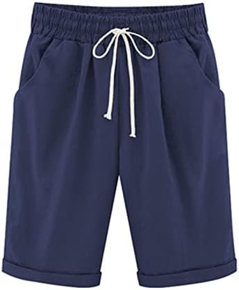 מכנסיים קצרים מזדמנים של ברמודה לנשים משיכה מוצקה מכנסי קיץ אלסטיים אלסטיים גלגל המותניים הגבוהים במכנסיים